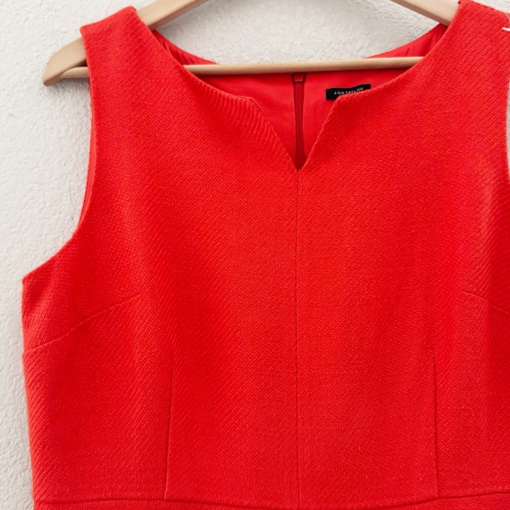 Ann Taylor Tweed Sheath Dress Sleeveless Orange Classic Work Career 12 NWT - Picture 9 of 13